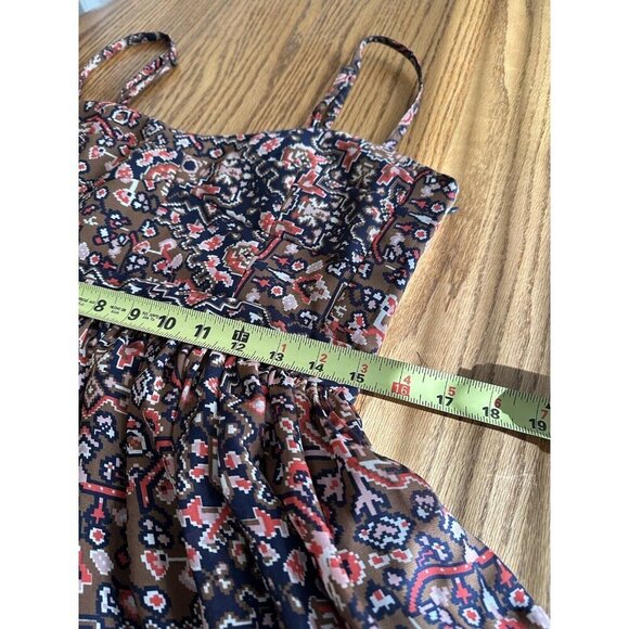 Fossil Multicolored Artsy Aztec Print Spaghetti Strap Sundress Sz M High Waist - Picture 9 of 10